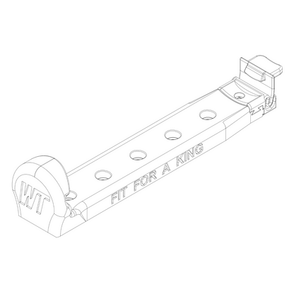 Black metal U-bolt bracket on a white background